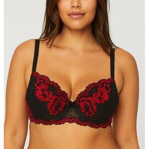 Vintage Victoria’s Secret Red Black Lace Underwire Bra 36B Sexy Lingerie Retro